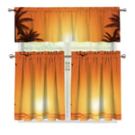 Palm Tree Beach Sunset Print 3 Piece Kitchen Curtains