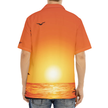Palm Tree Beach Sunset Print Aloha Shirt