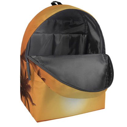 Palm Tree Beach Sunset Print Backpack
