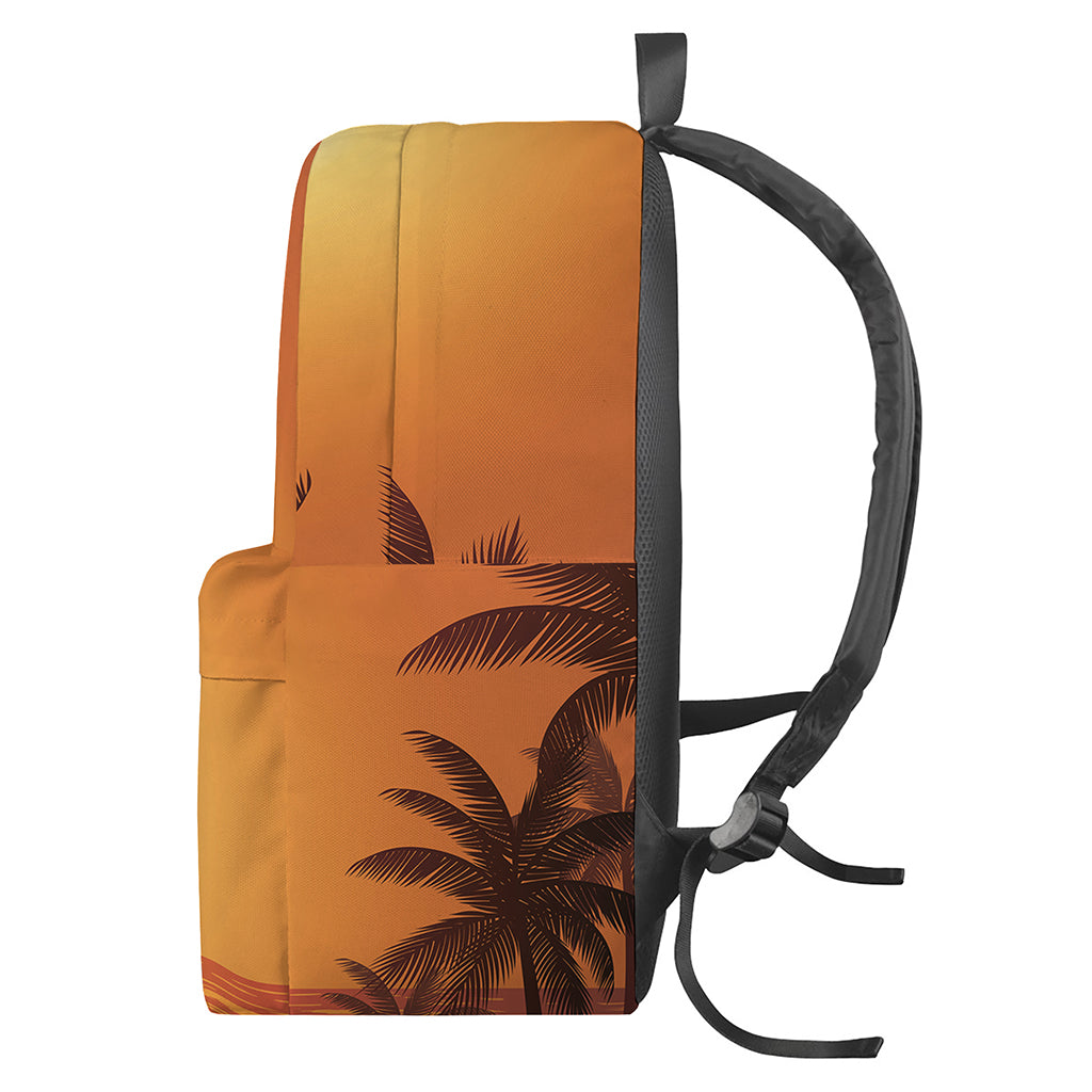 Palm Tree Beach Sunset Print Backpack