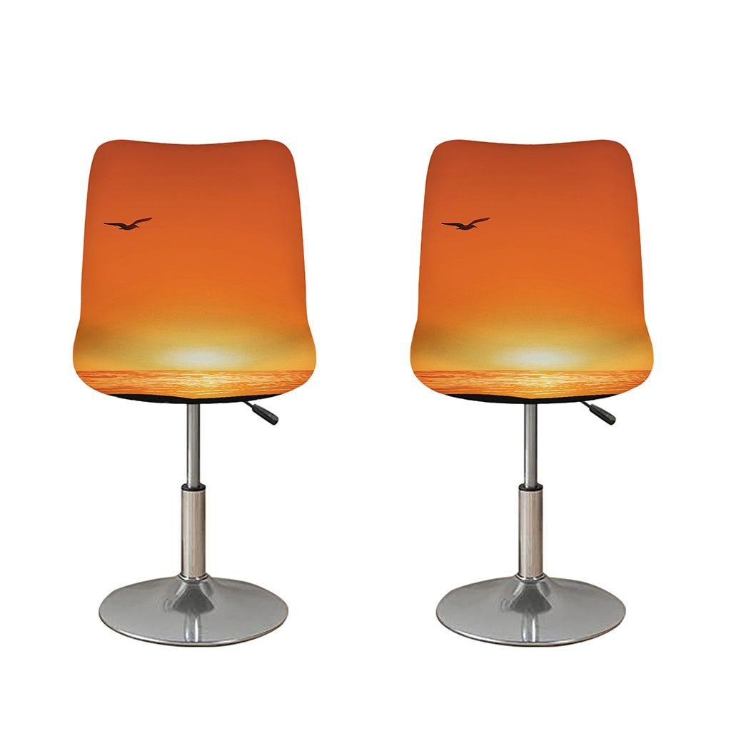 Palm Tree Beach Sunset Print Bar Stool Covers