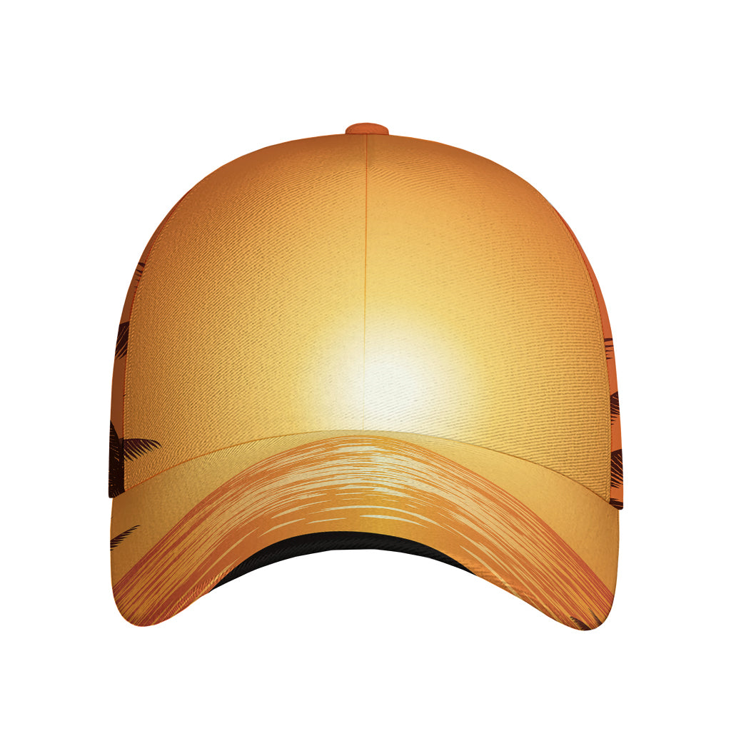 Palm Tree Beach Sunset Print Baseball Cap