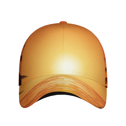 Palm Tree Beach Sunset Print Baseball Cap