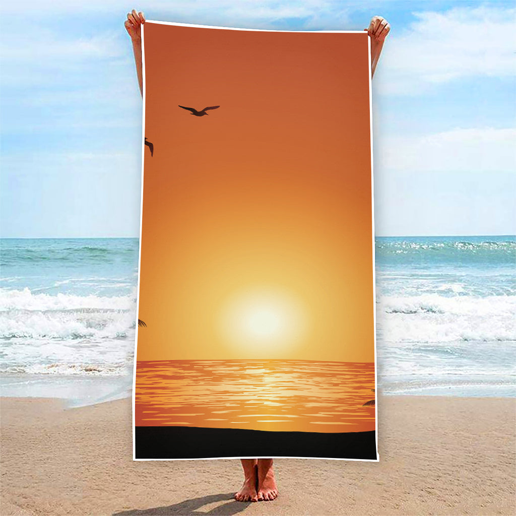 Palm Tree Beach Sunset Print Beach Towel
