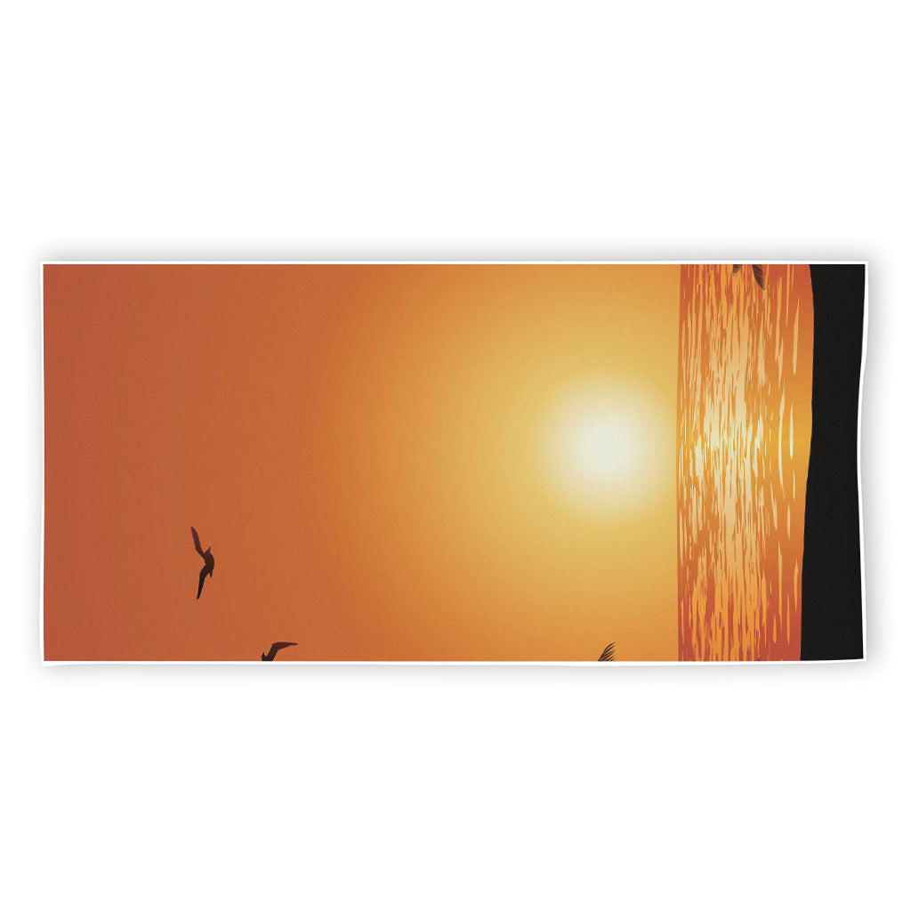 Palm Tree Beach Sunset Print Beach Towel