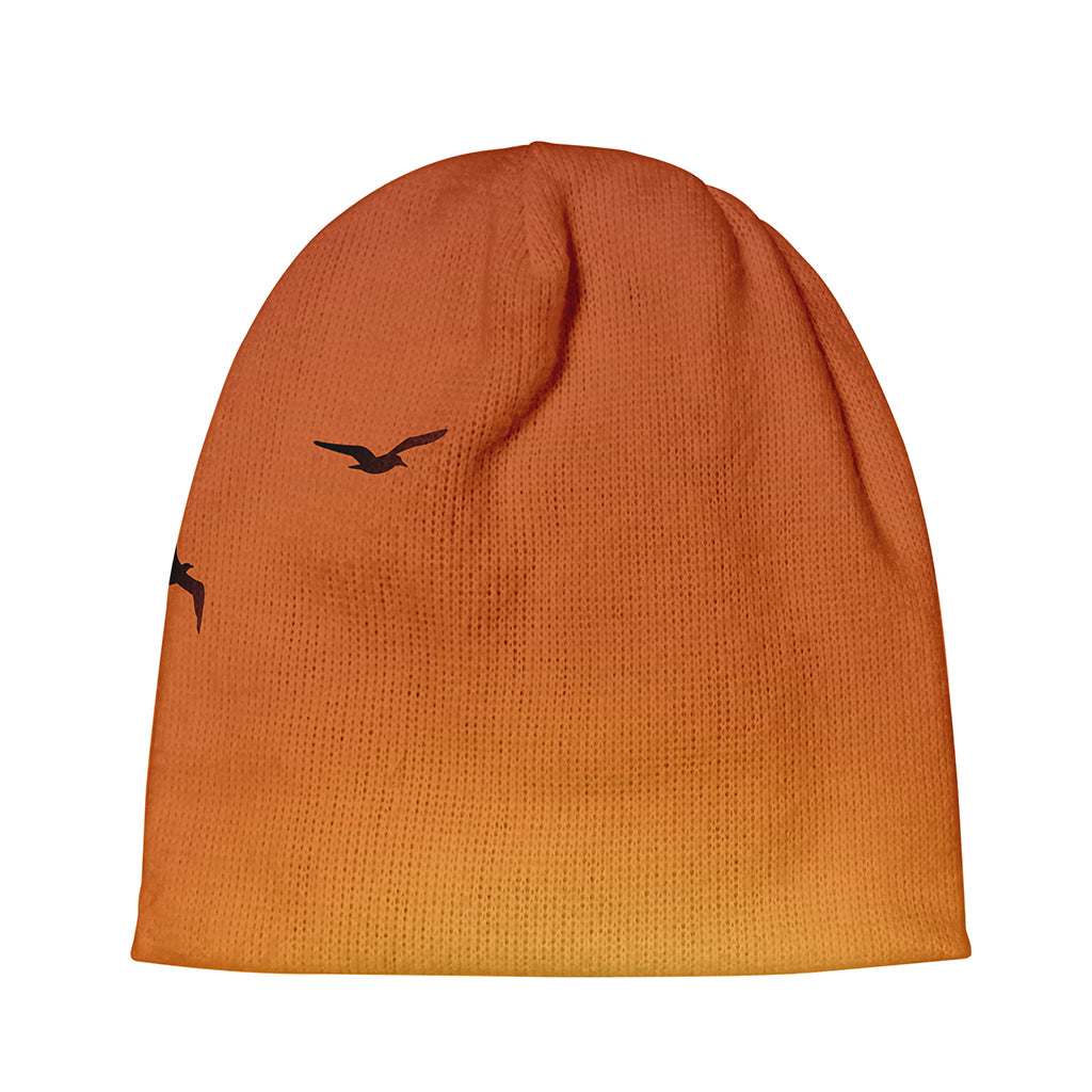 Palm Tree Beach Sunset Print Beanie