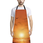 Palm Tree Beach Sunset Print Bib Apron With Pocket