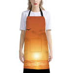 Palm Tree Beach Sunset Print Bib Apron With Pocket