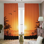 Palm Tree Beach Sunset Print Blackout Pencil Pleat Curtains