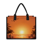 Palm Tree Beach Sunset Print Canvas Tote Bag