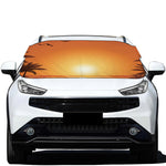 Palm Tree Beach Sunset Print Car Windshield Snow Cover