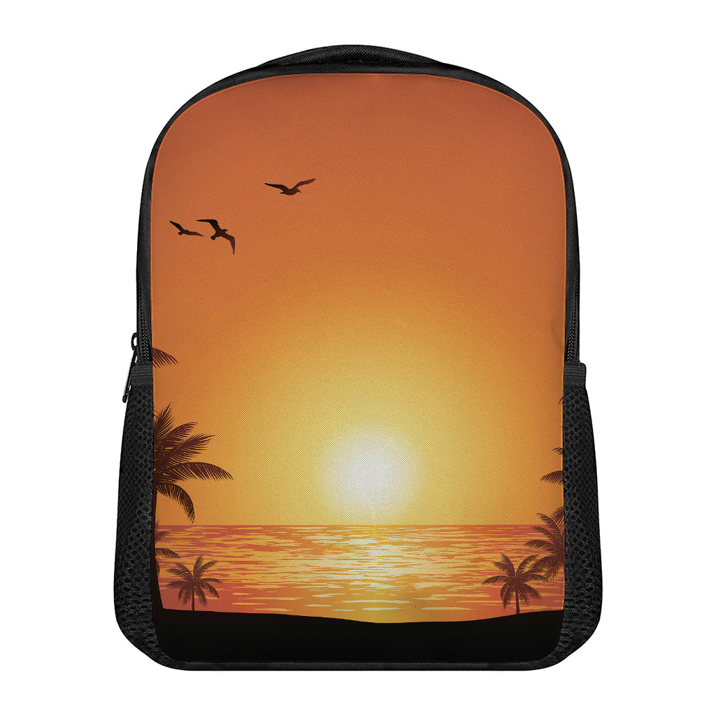 Palm Tree Beach Sunset Print Casual Backpack