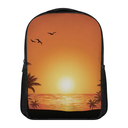 Palm Tree Beach Sunset Print Casual Backpack