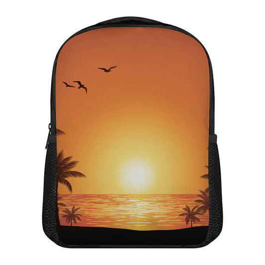 Palm Tree Beach Sunset Print Casual Backpack