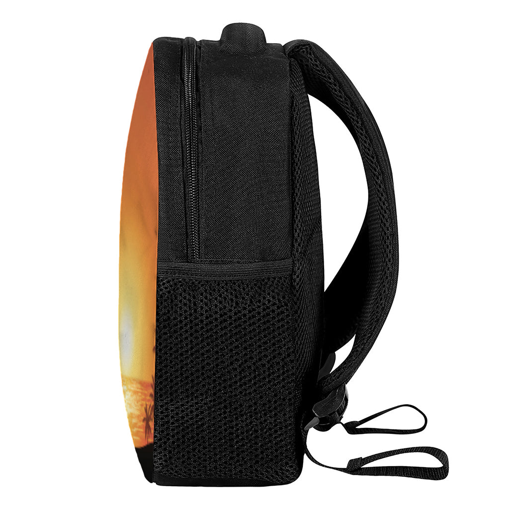 Palm Tree Beach Sunset Print Casual Backpack