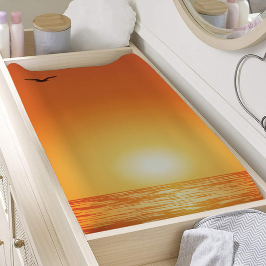 Palm Tree Beach Sunset Print Changing Pad Cover