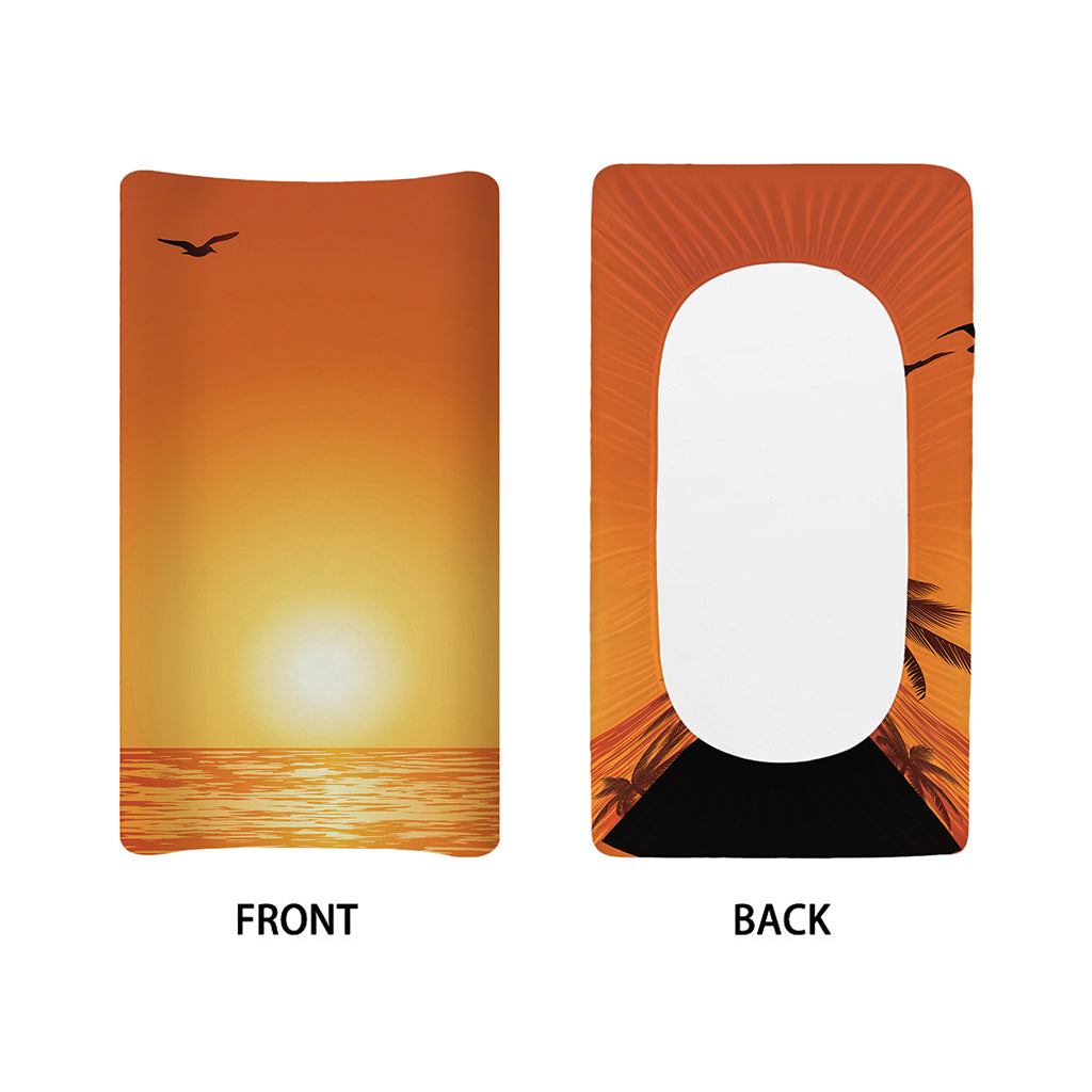 Palm Tree Beach Sunset Print Changing Pad Cover