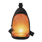 Palm Tree Beach Sunset Print Chest Bag