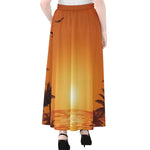 Palm Tree Beach Sunset Print Chiffon Maxi Skirt