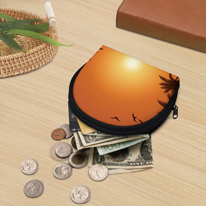Palm Tree Beach Sunset Print Coin Purse