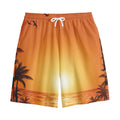 Palm Tree Beach Sunset Print Cotton Shorts