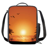 Palm Tree Beach Sunset Print Crossbody Lunch Bag