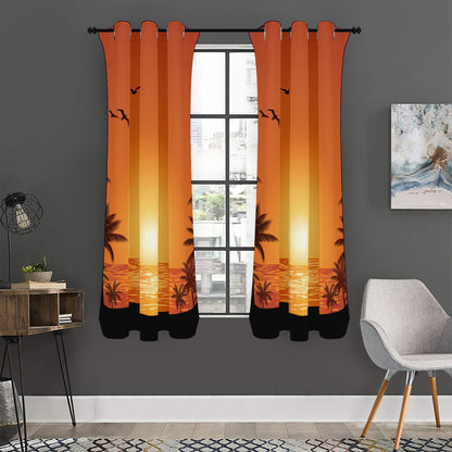 Palm Tree Beach Sunset Print Curtain