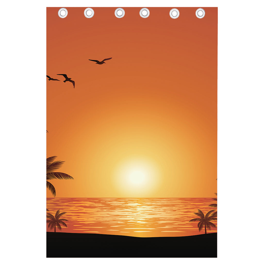 Palm Tree Beach Sunset Print Curtain