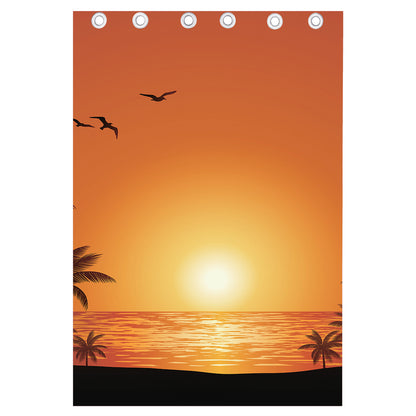 Palm Tree Beach Sunset Print Curtain