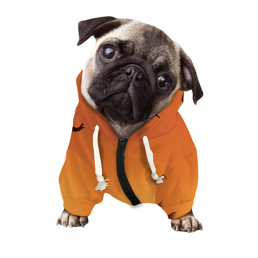 Palm Tree Beach Sunset Print Dog Zip Up Hoodie