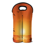 Palm Tree Beach Sunset Print Double Neoprene Wine Tote