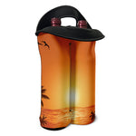 Palm Tree Beach Sunset Print Double Neoprene Wine Tote