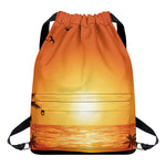 Palm Tree Beach Sunset Print Drawstring Backpack