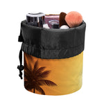 Palm Tree Beach Sunset Print Drawstring Makeup Bag