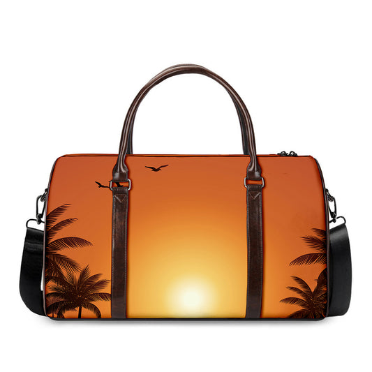 Palm Tree Beach Sunset Print Duffle Bag