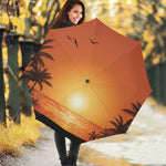 Palm Tree Beach Sunset Print Foldable Umbrella