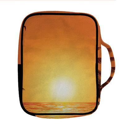 Palm Tree Beach Sunset Print Front Pocket Bible Bag