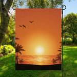 Palm Tree Beach Sunset Print Garden Flag