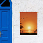 Palm Tree Beach Sunset Print Garden Flag