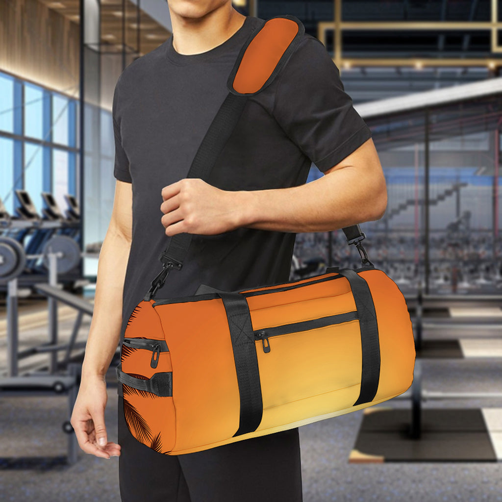 Palm Tree Beach Sunset Print Gym Bag