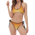 Palm Tree Beach Sunset Print Halter Scoop Tie Side Bikini