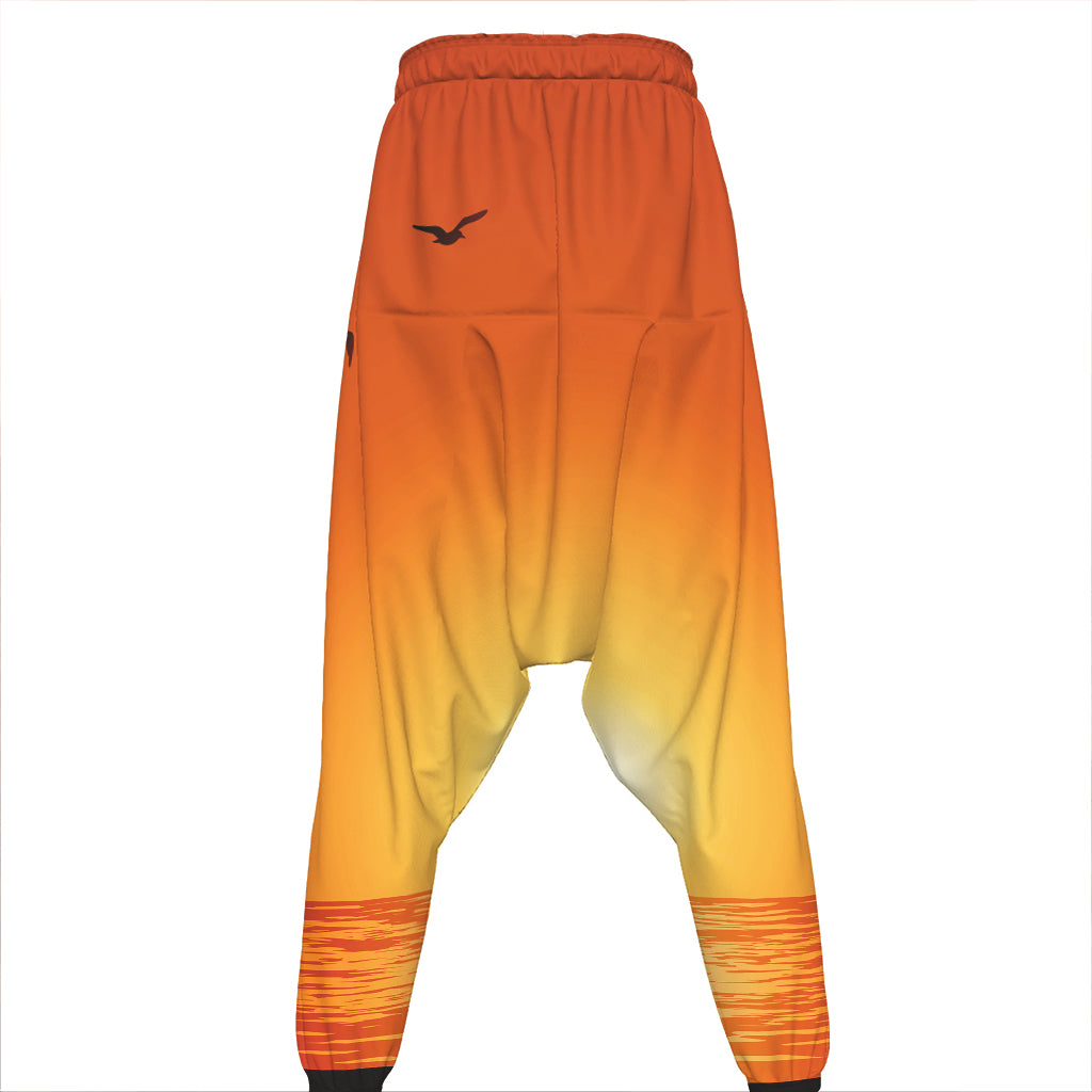 Palm Tree Beach Sunset Print Hammer Pants