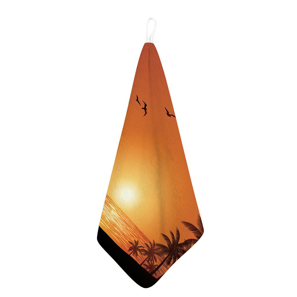 Palm Tree Beach Sunset Print Hand Towel