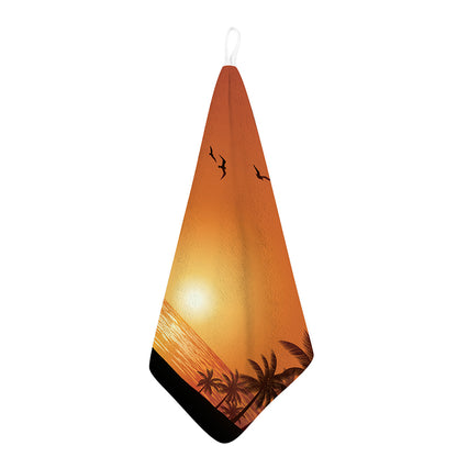Palm Tree Beach Sunset Print Hand Towel