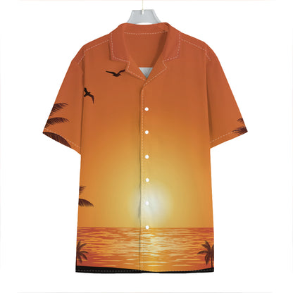 Palm Tree Beach Sunset Print Hawaiian Shirt