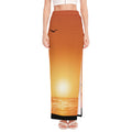 Palm Tree Beach Sunset Print High Slit Maxi Skirt