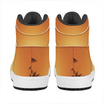 Palm Tree Beach Sunset Print High Top Leather Sneakers