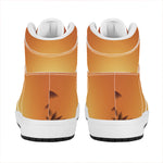Palm Tree Beach Sunset Print High Top Leather Sneakers