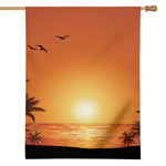 Palm Tree Beach Sunset Print House Flag