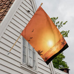 Palm Tree Beach Sunset Print House Flag